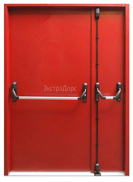 Противопожарная дверь EI 60 дымогазонепроницаемая красная с антипаникой в Твери  купить
