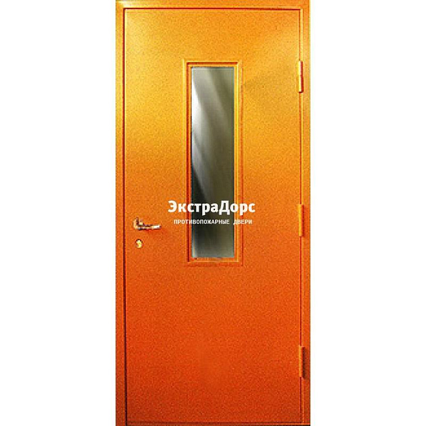 Противопожарная дверь анти-дым оранжевая со стеклом в Твери  купить