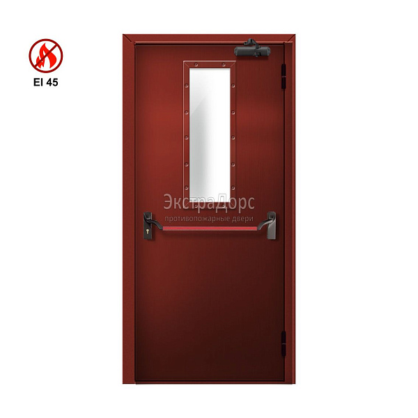 Противопожарная дверь EI 45 ДМП-01-EI45 ДП148 однопольная остекленная с антипаникой в Твери  купить