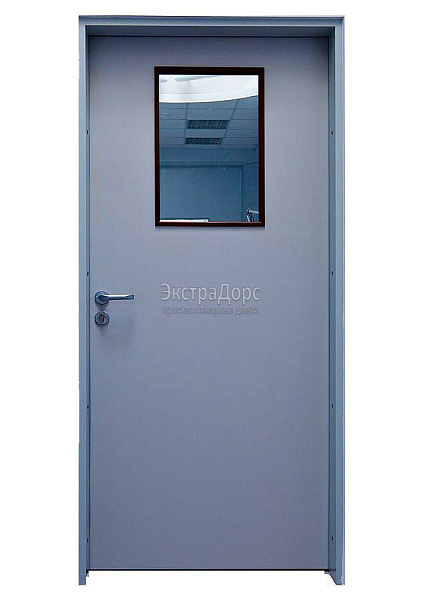 Дверь противопожарная металлическая однопольная EI 30 газодымонепроницаемая со стеклом в Твери  купить